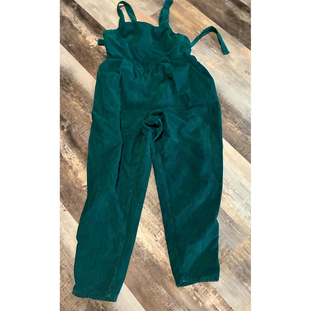 Free People Womens Forest Green Corduroy Overalls Jumpsuit Size M Tie Back Bib
